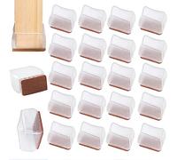 24 Pièces Protection Pied De Chaise Silicone, Patin De Chaise, Protections De Sol En Silicone Pieds De Chaise Avec Patins En Feutre, Pour Sols En Bois Dur Et Carrelage (Rectangulaire S,Transparent)