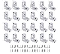 24 Pièces Raccord d'angle Coudéen Acier Inox Équerre d'assemblage de Fixation Connecteurs de Support pour Étagère en Bois Armoire Chaise Table Porte Meubles, 20x20mm