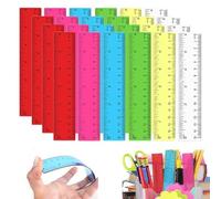 24 Pièces Règles Incassables en Plastique Transparent, Couleurs Règles de 15 cm avec Graduations Métriques et Pouces, pour Enfants, écoles, étudiants, Salle de Classe, Bureau, Fourniture Scolaire