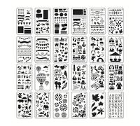 24 Pièces Réutilisable Plastique Pochoir，Réutilisable Bullet Journal Accessoire，pour DIY Planificateur Scrapbooking Murale Décor.