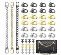 24 Pièces Rivets en Cuir, Rivets à Anneaux en D avec 3 Pièces Chaînes, Métal Rotatif Goujon Vis Rivet en Cuir pour Bricolage Sac à Dos Ceinture Bourse Accessoires