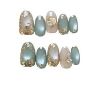 24 Pièces Rose Oeil De Chat Fleur Amour Design Français Amande Presse Sur Ongles Strass Fini Faux Ongles Conseils Kit Manucure(Y5)