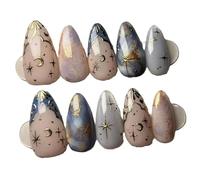 24 Pièces Rose Oeil De Chat Fleur Amour Design Français Amande Presse Sur Ongles Strass Fini Faux Ongles Conseils Réutilisable(Y4)