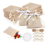 24 Pièces Sachets en Jute, Sac Toile de Jute avec Cordon de Serrage, Sac Cadeau Réutilisable, pour Mariage, Fête, Pochon Tissu pour Bijoux, Bonbons (8 x 10 cm)