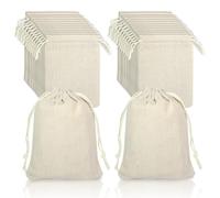 24 Pièces Sachets en Tissu pour Calendrier de l'Avent, 13x18 cm Sachets Cadeaux en Toile de Lin avec Cordon, Sacs à Remplir pour Cadeaux DIY, Mariage, Anniversaire, Fêtes