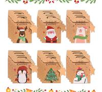 24 Pièces Sacs en Papier de Noël, yisight Sac Cadeaux de Noël en Papier Kraft, 6 Styles Sac Bonbon Noel, Pochette Cadeau Noel pour l’Emballage de Bonbons, Chocolat, Biscuits
