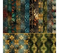 24 Pièces Scrapbooking Materiel 15*15cm Autocollants Vintage Papier de Décoratif Fournitures Scrapbooking Voyage Rétro Washi Sticker kit Scrapbooking,pour Cahier Artisanat DIY (rétro vert)