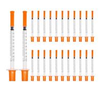 24 Pièces Seringue 1ml, 30g-13mm, Seringues Colostrum, Seringue Plastique Stériles Réutilisable avec Couvercle pour Alimentation Animale, Huile, Expérience, Distribution, Mesure de Liquides