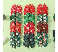 24 pièces/set Pinces à cheveux imprimées de rennes et de sapins de Noël au hasard, accessoires de mode pour cheveux pour les filles, fête et vacances NoëlPolyester