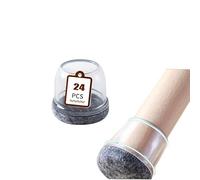 24 Pieces Square/Round Silicone Chair Leg Floor Protector Covers with Wrapped Felt, Chair Pads, Sofa Table Feet Pads Non Slip Reduce Noise for Wooden Floors (24, Round : Diameter 25-30mm)