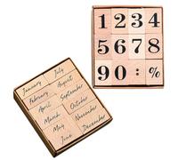 24 Pièces Tampons de Journal en Bois Beige, Mois et Chiffres | Scrapbooking DIY et Cartes, Motifs Élégants, Usage Pratique, Finition Solide, Style Papeterie Délicat