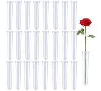 24 Pièces Tubes d'Eau de Fleurs,Tubes à Eau en Plastique avec Capuchon | Tubes à Essai à Fleur Réutilisables pour Compositions Florales Plantes à Fleurs 11 x 2,4cm