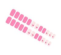 24 Pièces Valentin Presse Sur Les Ongles Doux Rose Blanc Coeur Brillant Ovale Français Design ABS Court Faux Brillant Ovale Français Pointe Pour Un Amoureux