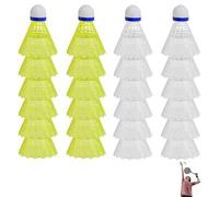 24 Pièces Volants de Badminton Kit, Balles de Badminton en Nylon, Stabilité et Durabilité Plastique Volant Badminton pour Jeu Récréatif Intérieur et Extérieur, Pratique Sportive (Jaune et Blanc)