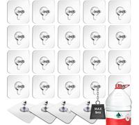 24 Pieces Wall Screw Hooks Without Punch,Self Adhesive Hanging Nails,Clear Detachable Adhesive Screws For Bathroom Kitchen And Living Room