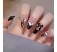 24 Piezas De Uñas Postizas, Uñas Postizas Mate, Puntas De Presión, Uñas De Cobertura Completa, Arte Degradado, Brillo, Pestañas De Pegamento Para Manicura Para Mujeres Y Niñas