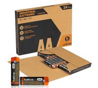 24 piles alcalines industrielles Uniross AA/LR6/stylus/1,5 V pour appareils professionnels, souris, télécommandes, lampes de poche et jouets - Boîte de 24 piles