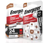 Lot de 24 piles acoustiques Energizer pour appareils auditifs, taille 312, marron, sans mercure, 3 paquets de 8 piles