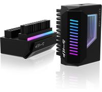 24 Pin Angle Adapter for Shield with Light ARGB Infinity Mirror,24 Pin ATX Power Connector,5V 3 Pin ARGB Sync-180 Degree-Black-1 Pack