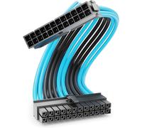 24-Pin ATX Power Cable Extension 30cm-18AWG PSU Motherboard PC Computer Power Supply Nylon Male to Female-Black Blue