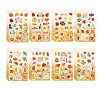 24 Planches de Gommettes d’Automne pour Enfants, 8 Motifs Assortis | 8 motifs avec citrouilles, feuilles, animaux de la forêt et messages d’automne pour cartes, albums, DIY et Thanksgiving.