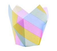 24 PME Caissettes à muffins en forme de tulipe, Rayures arc-en-ciel, Motif Rayé Multicolore