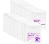 24 Pochettes Plastiques Perforées A4, Transparent Pochette Classeur A4 Refermable avec Bouton Pression, Transparentes Porte-Document Classables avec 11 Bords Perforés pour étiquettes pour Classeur