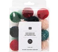 24 pompons en laine vert et rouge de Noël Multicolore G
