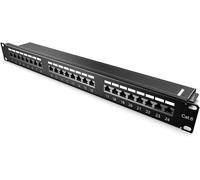 24 Port Patch Panel-Distribution Bay for RJ45 Category 6 Network Cable-Housing with Wall Mount Kit for 19"" Rack