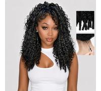 24 Pouces Burmese Curly 3 In 1 Half Wig Human Hair 200 Densité Seamless Flip Over Perruque Cheveux Humain with 360 Degree Elastic Drawstring & Clips Beginner Friendly Curly Wig Headband Wig for Women