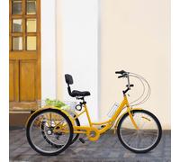 24 pouces Tricycle adulte Vélo pliable Vélo pour seniors 7 vitesses Avec LED Light panier Pour adultes Vélo de ville