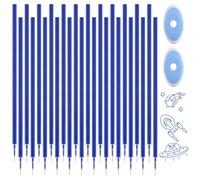 24 recharges effaçables bleues + 2 gommes pour stylos, compatibles avec les stylos Legami, pointe 0,7 mm, longueur 13 cm, stylos roller effaçables, facile à effacer (bleu)
