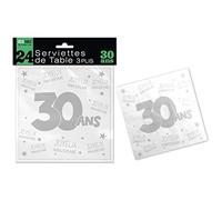 24 Serviettes de table blanches - 30 ans