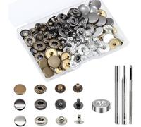24 Set Boutons Pression en Métal, Basicon Pression Bouton Fixation Φ15mm avec 3 Outils de Réglage Boutons Pression à Coudre Craft Pour Cuir Artisanat Veste Portefeuille Sac à Main, 3 Couleurs