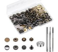 24 Set Boutons Pression en Métal, Basicon Pression Bouton Fixation Φ15mm avec 3 Outils de Réglage Boutons Pression à Coudre Craft Pour Cuir Artisanat Veste Portefeuille Sac à Main, 2 Couleurs