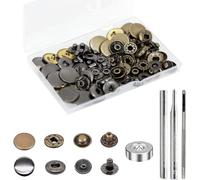 24 Set Boutons Pression en Métal, Basicon Pression Bouton Fixation Φ17mm avec 3 Outils de Réglage Boutons Pression à Coudre Craft Pour Cuir Artisanat Veste Portefeuille Sac à Main, 2 Couleurs