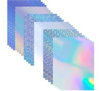 24 Sheets Holographic Vinyl Sticker Paper, 6 Printable Designs, A4 Size (29x21cm), Quick Dry For Inkjet And Laser Printers, Diy Supplies