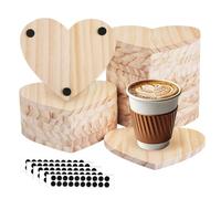 24 sous-Verres en Bois Non Fini, sous-Verres en Bois Vierges avec 100 sous-Verres pour Boissons, Protection de Table antidérapante en Forme d'amour pour l'artisanat, la Gravure et la Peinture (24pc)