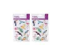 24 stickers 3D oiseaux tropicaux 6 cm