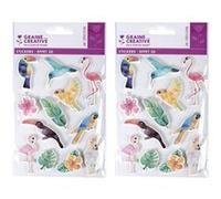 24 stickers 3D oiseaux tropicaux 6 cm