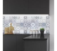 24 Stickers adhésifs carrelages | Sticker Autocollant Carreaux de ciment - Mosaïque carrelage mural salle de bain et cuisine | Carreaux de ciment adhésif mural - azulejos - 20 x 20 cm - 24 pièces