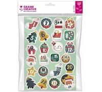 24 stickers Calendrier de l' Avent - Happy Christmas Multicolore G