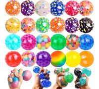 24 Stück Mitgebsel Kindergeburtstag Squishy Stressball, Kunststoff Anti Stress Bälle Kindergeburtstag Gastgeschenke, Antistressbälle für Kinder Erwachsene für Angst abbauen und Beruhigung Geburtstag