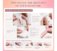 24 Stück Press On Nails Kurz, Jelly Gel Wear Set Mit 24 Stück Weinrot Blumendekor Nägel - Press On Nails Für Frauen Und Mädchen
