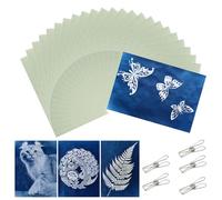 24 Stuks Sun Print Papier, A5 Cyanotype Papier, Papiers Solaire Sensible à la Lumière Cyanotype Kit, d'Impression et Dessin d'Art Solaire Haute Sensibilité pour Projet Bricolage Artisanat