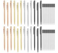 24 Stylo Bille en Métal, SHAIDOJIO 1,0mm Lot de Stylo Bille Noir, Mince Stylo à Bille avec 24 Remplissage D'encre Noire, Stylo à Bille Twisted pour Bureau D'affaires Étudiant Enseignant-4 Couleurs