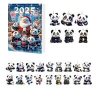 24 Tage Panda Adventskalender Weihnachten - 24 Tage Countdown Kalender Panda Anhänger | Niedliche 2D Flache Acryl Deko Für Auto Innenspiegel, Weihnachtsbaum, Tür, Fenster, Party Dekoration, Kreative W