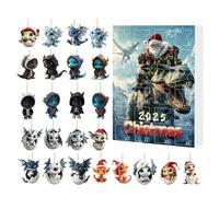 24 Tage Weihnachtsadventskalender,2D Acryl Anhänger Für Innenspiegel 24 Tage Adventszähler | Countdown Kalender 2025, Tier Anhänger Für Fenster Auto Innenspiegel Wand Tür Weihnachtsbaum