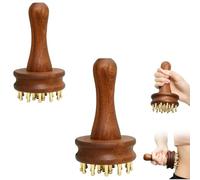 24-Teeth Copper Copper Head Massage Comb for Body and Scalp, Brass Body Massage Brush Rosewood Handle Bodies Massages for Abdomen Legs Back - Portable Chinese SPA GuaSha Tool (2pcs)