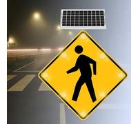 24 x 24 Inch Solar LED Pedestrian Crossing Sign, Slow Down Traffic Sign